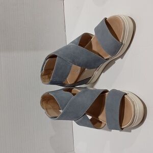 Dr Scholl's Scout High Suede Velcro Closure Wedge Heel Sandals Size 7